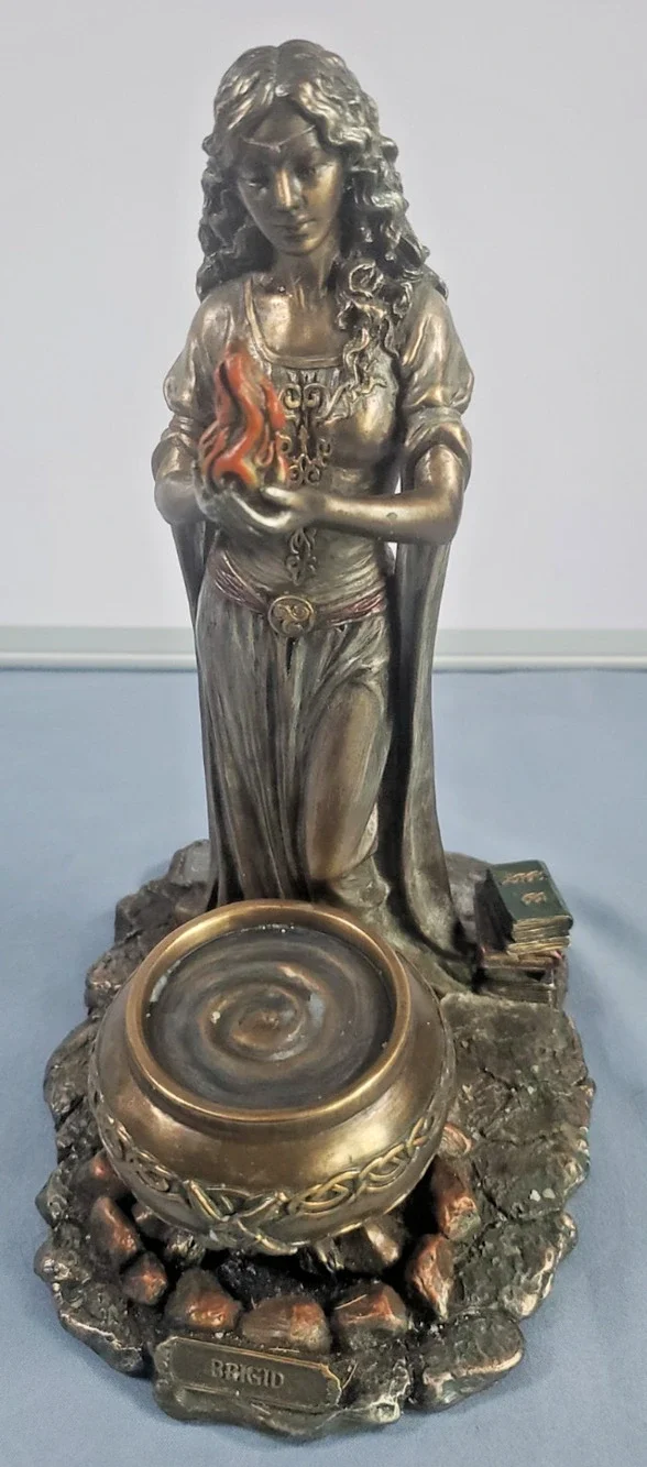 Brigid Goddess Statue: Cold Cast Bronze Finish, Hearth and Home Decor